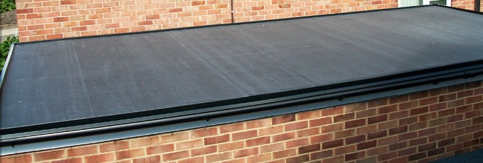 Rubber roof covering a garage
